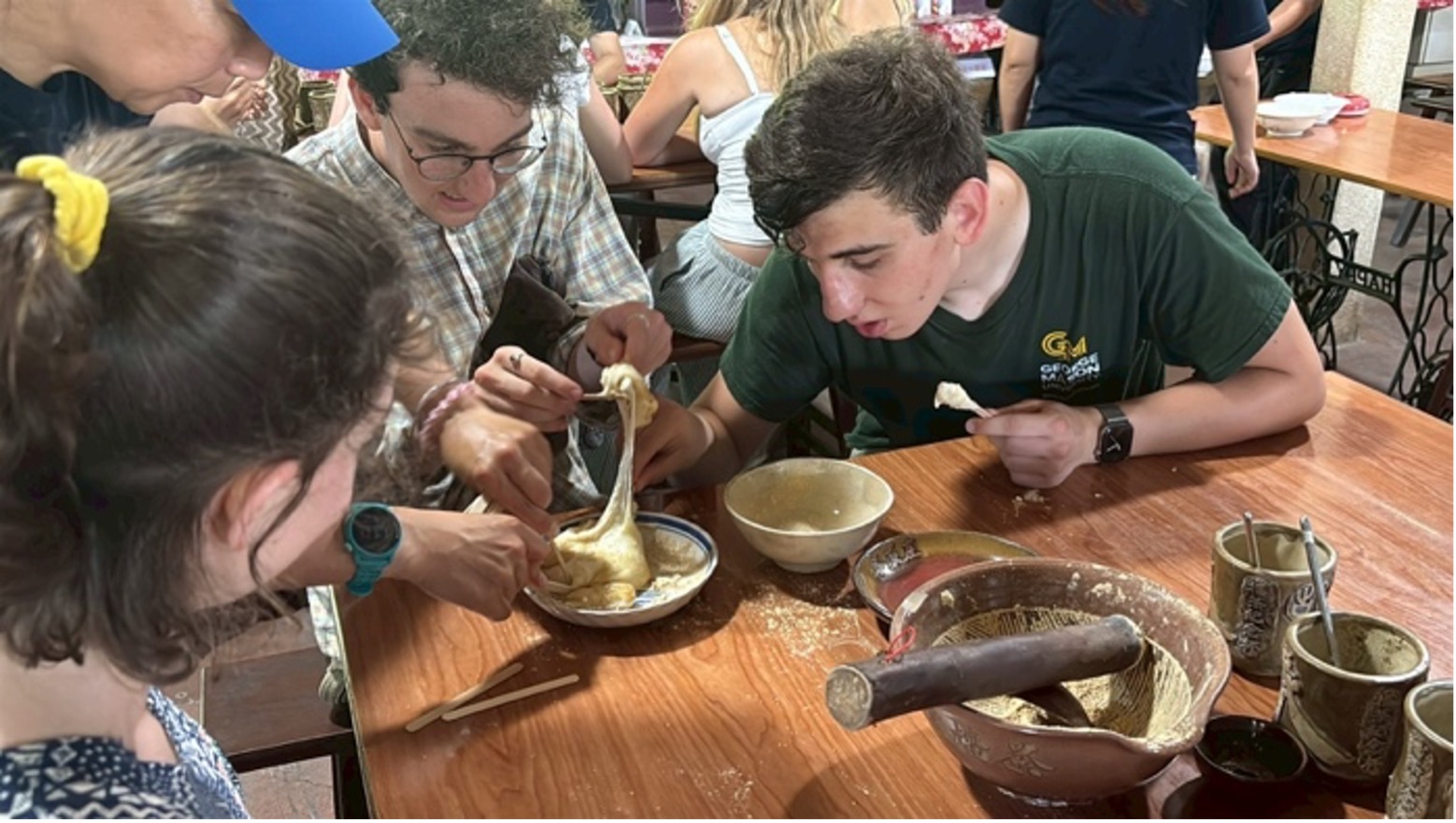 Me enjoying mochi with peers.