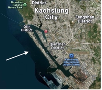 Map of 旗津 Island located on the south west of 台灣.